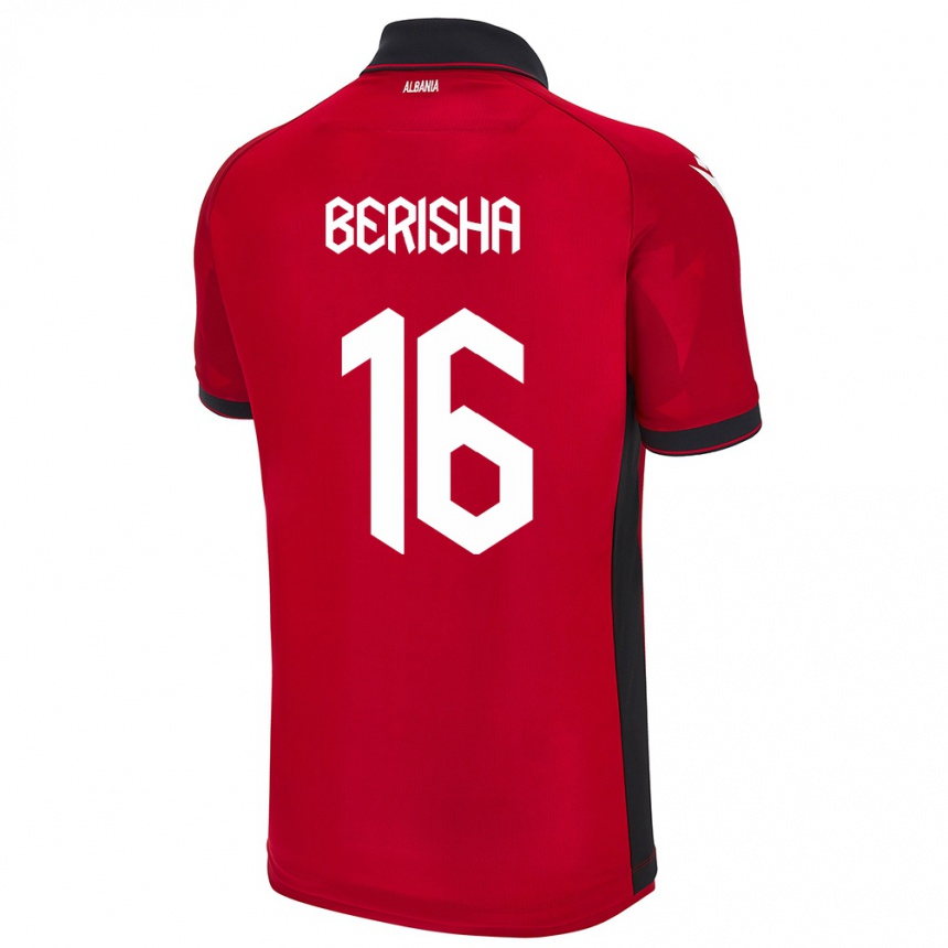 Kids Football Albania Medon Berisha #16 Red Home Jersey 24-26 T-Shirt Canada