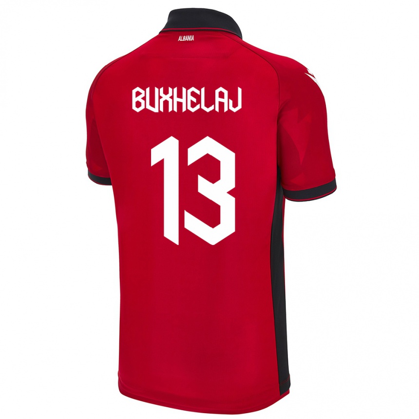 Kids Football Albania Paulo Buxhelaj #13 Red Home Jersey 24-26 T-Shirt Canada