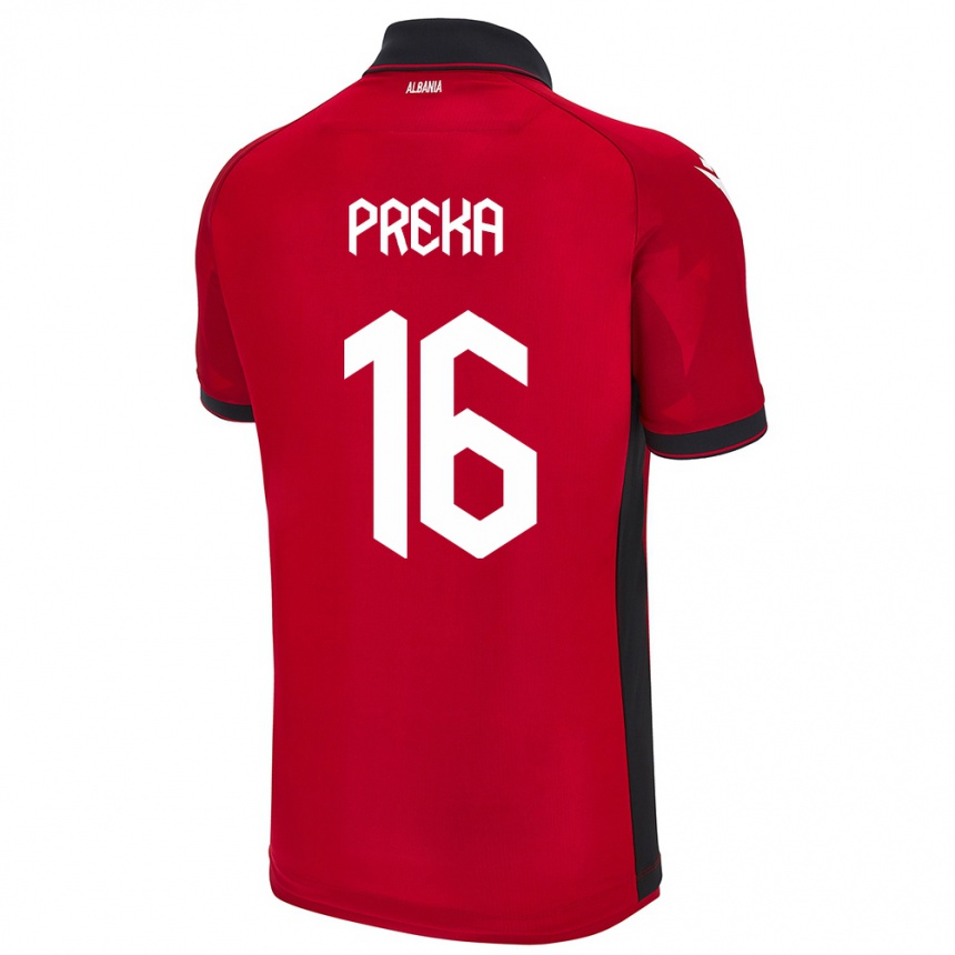 Kids Football Albania Marcelino Preka #16 Red Home Jersey 24-26 T-Shirt Canada