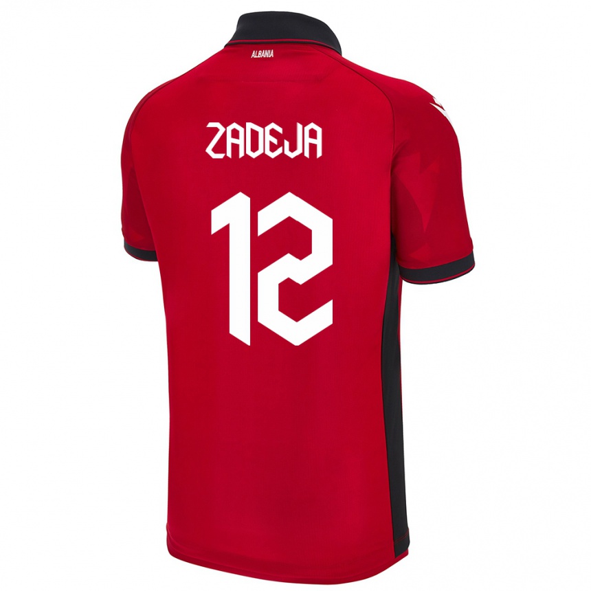 Kids Football Albania Darius Zadeja #12 Red Home Jersey 24-26 T-Shirt Canada