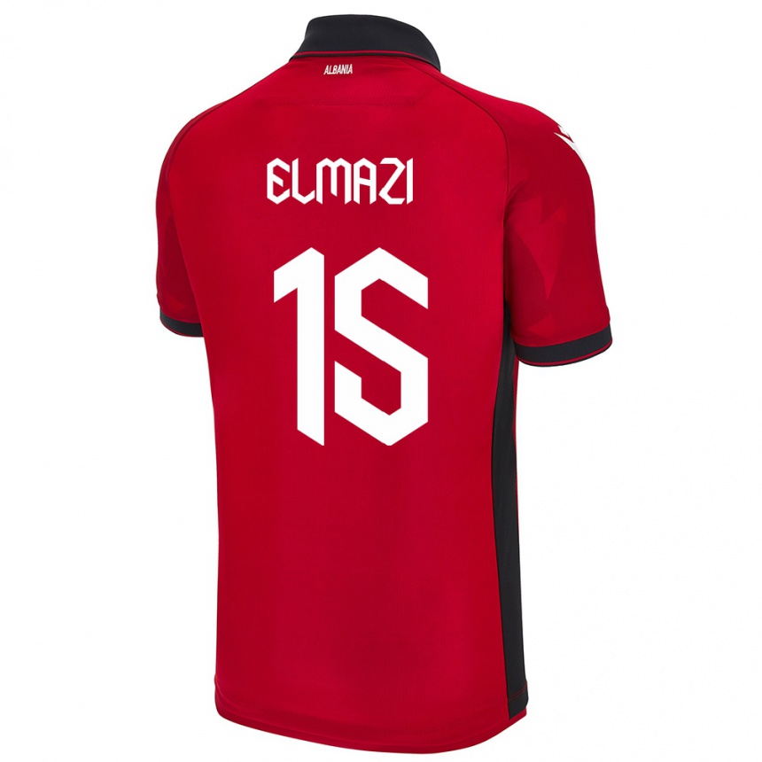 Kids Football Albania Enea Elmazi #15 Red Home Jersey 24-26 T-Shirt Canada