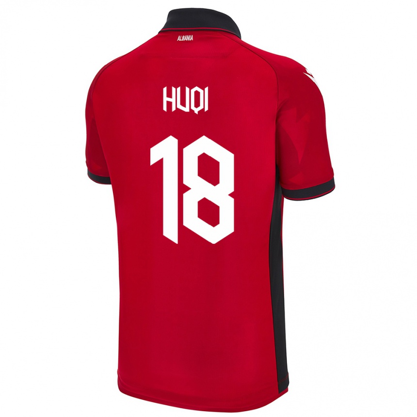 Kids Football Albania Mattia Huqi #18 Red Home Jersey 24-26 T-Shirt Canada