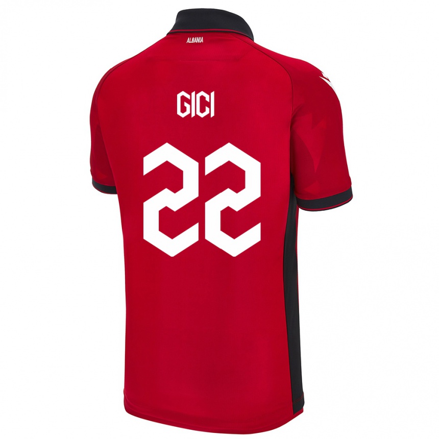 Kids Football Albania Matias Gici #22 Red Home Jersey 24-26 T-Shirt Canada