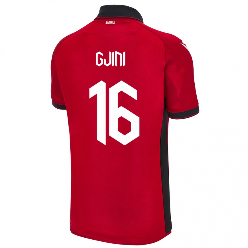 Kids Football Albania Luçije Gjini #16 Red Home Jersey 24-26 T-Shirt Canada