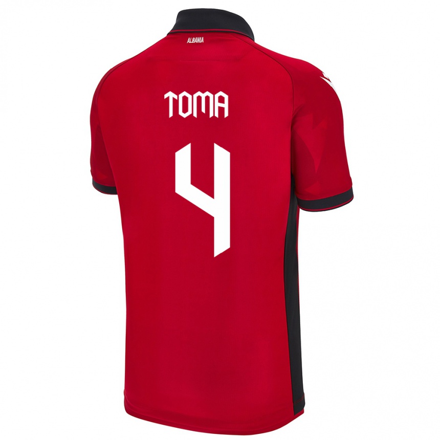 Kids Football Albania Stella Toma #4 Red Home Jersey 24-26 T-Shirt Canada