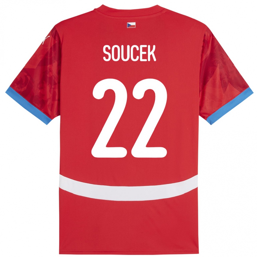 Kids Football Czech Republic Tomas Soucek #22 Red Home Jersey 24-26 T-Shirt Canada