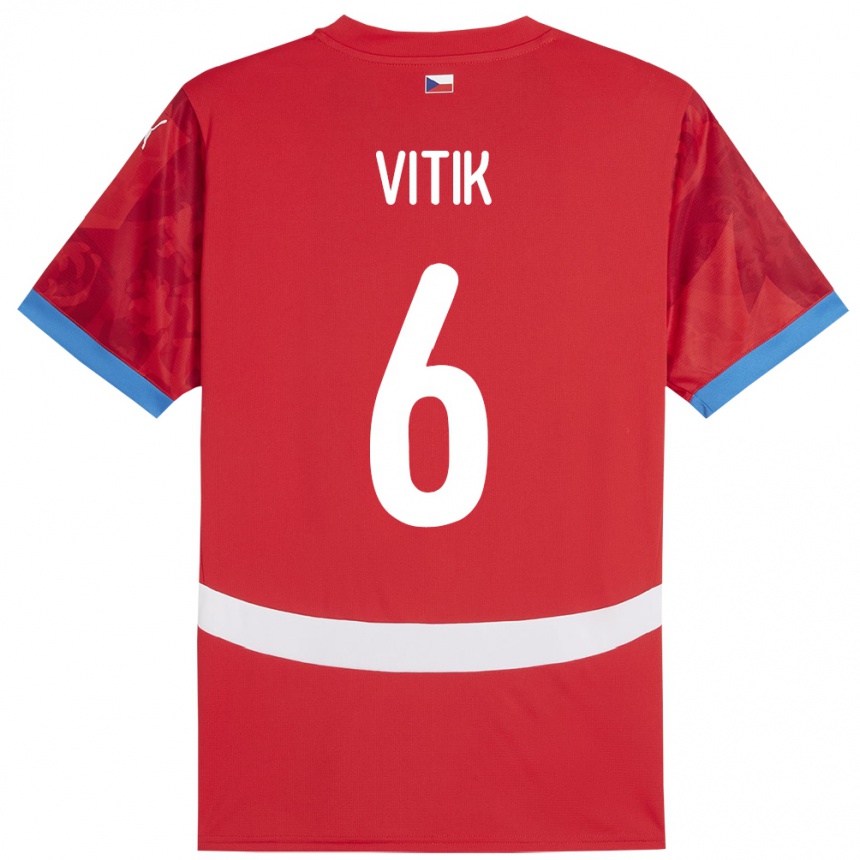 Kids Football Czech Republic Martin Vitík #6 Red Home Jersey 24-26 T-Shirt Canada