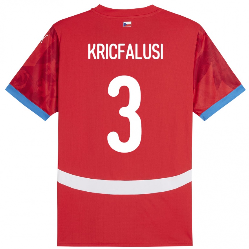 Kids Football Czech Republic Ondrej Kricfalusi #3 Red Home Jersey 24-26 T-Shirt Canada