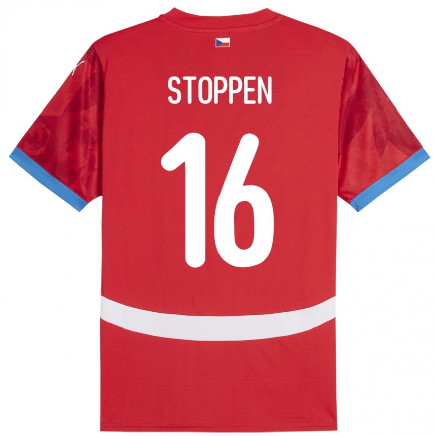 Kids Football Czech Republic Tadeas Stoppen #16 Red Home Jersey 24-26 T-Shirt Canada