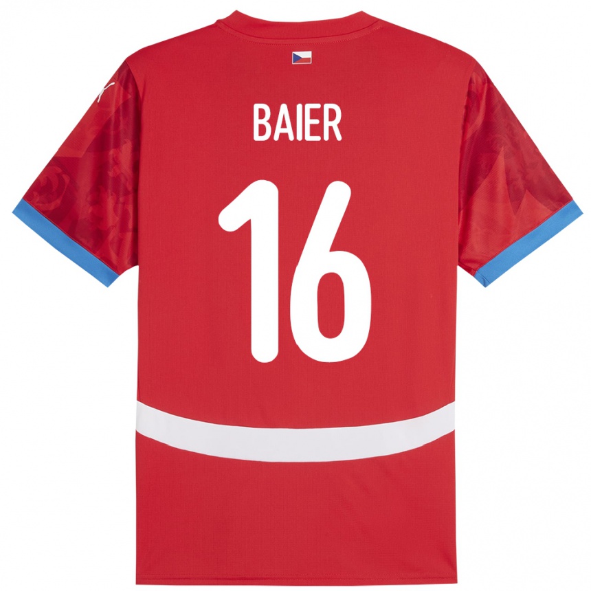 Kids Football Czech Republic Viktor Baier #16 Red Home Jersey 24-26 T-Shirt Canada