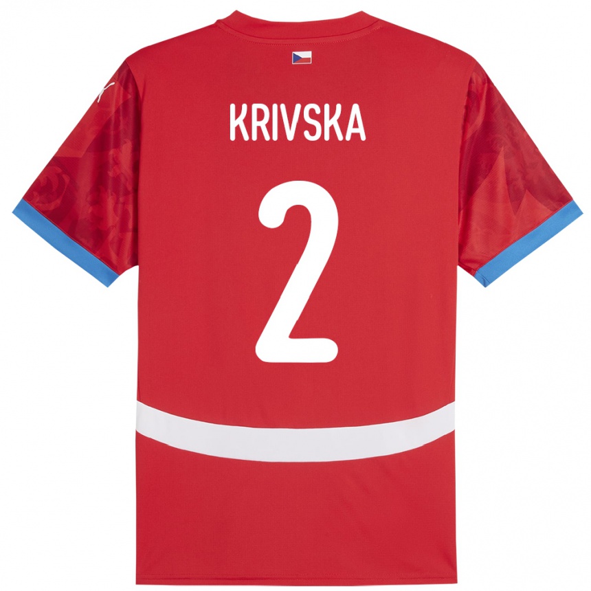 Kids Football Czech Republic Karolína Křivská #2 Red Home Jersey 24-26 T-Shirt Canada