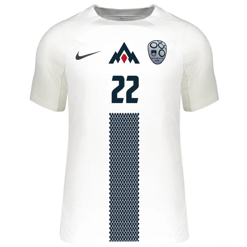 Kids Football Slovenia Adam Gnezda Cerin #22 White Home Jersey 24-26 T-Shirt Canada