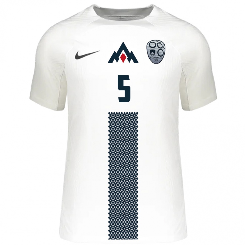 Kids Football Slovenia Dominik Drobnic #5 White Home Jersey 24-26 T-Shirt Canada