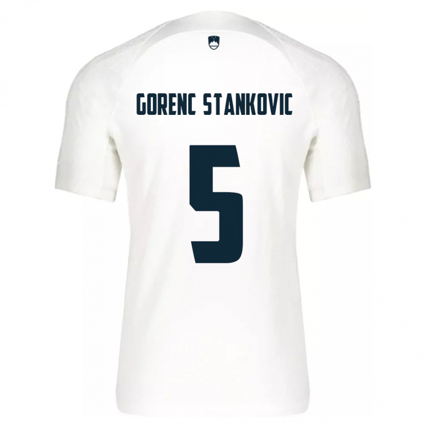 Kids Football Slovenia Jon Gorenc Stankovic #5 White Home Jersey 24-26 T-Shirt Canada