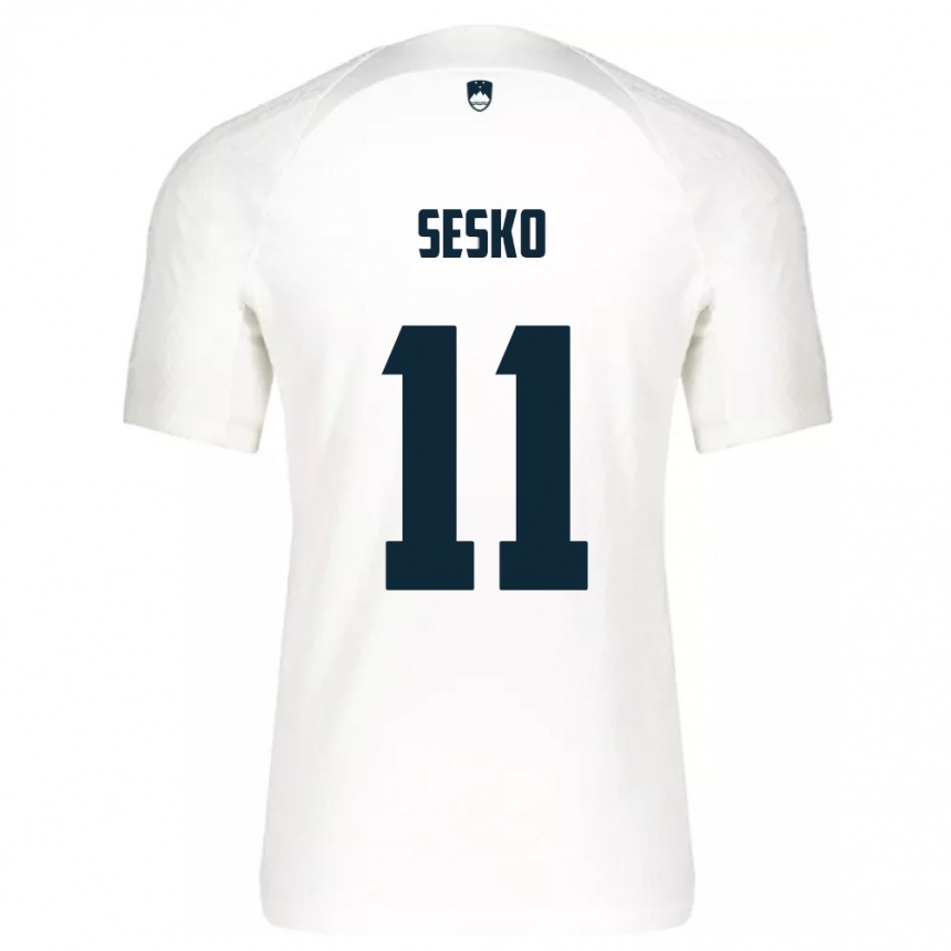 Kids Football Slovenia Benjamin Sesko #11 White Home Jersey 24-26 T-Shirt Canada