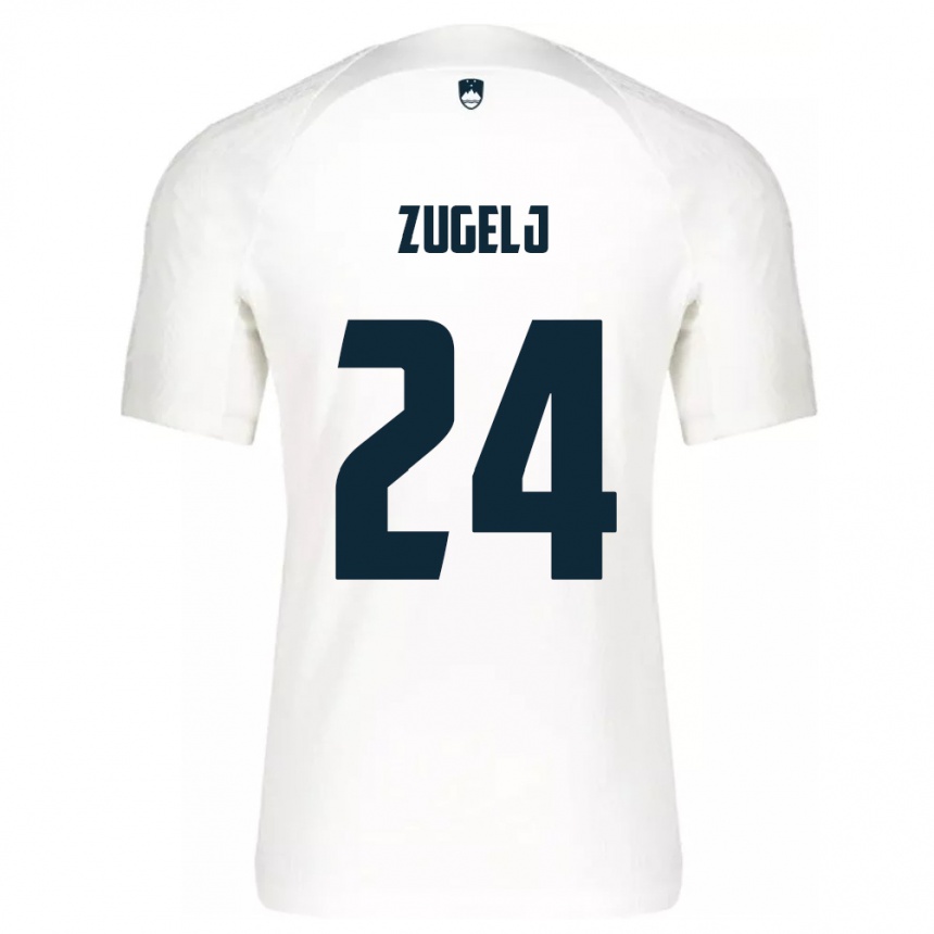 Kids Football Slovenia Nino Zugelj #24 White Home Jersey 24-26 T-Shirt Canada