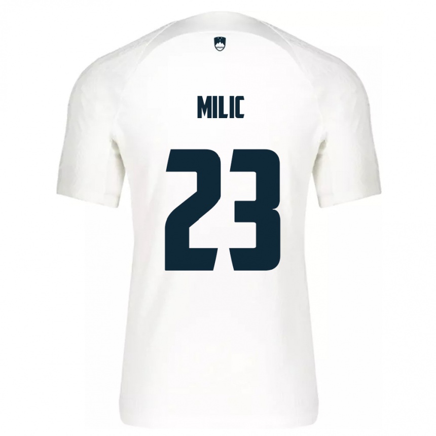 Kids Football Slovenia Nino Milic #23 White Home Jersey 24-26 T-Shirt Canada