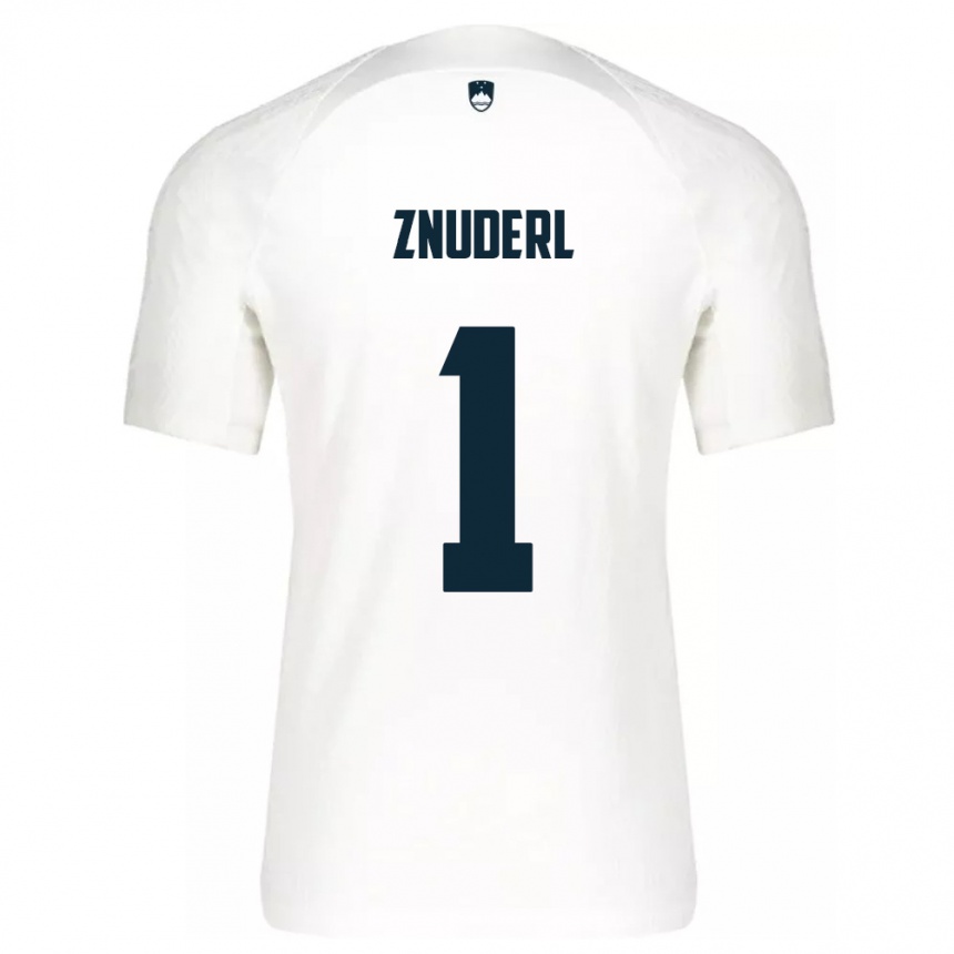 Kids Football Slovenia Tai Znuderl #1 White Home Jersey 24-26 T-Shirt Canada