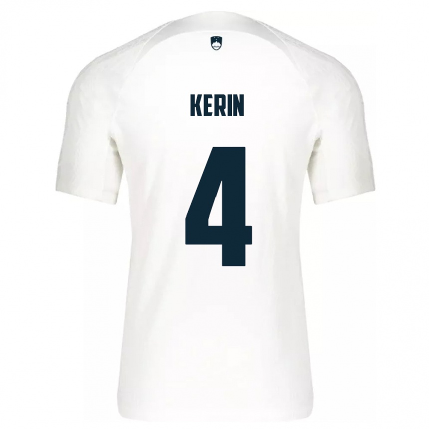 Kids Football Slovenia Mark Kerin #4 White Home Jersey 24-26 T-Shirt Canada