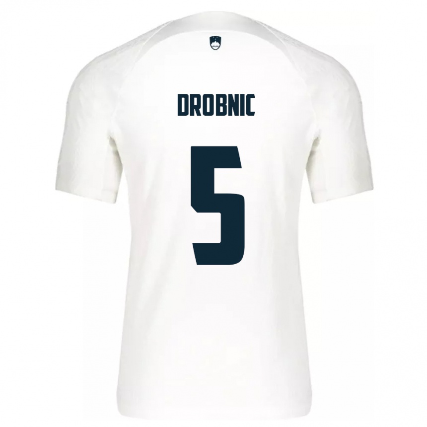 Kids Football Slovenia Dominik Drobnic #5 White Home Jersey 24-26 T-Shirt Canada