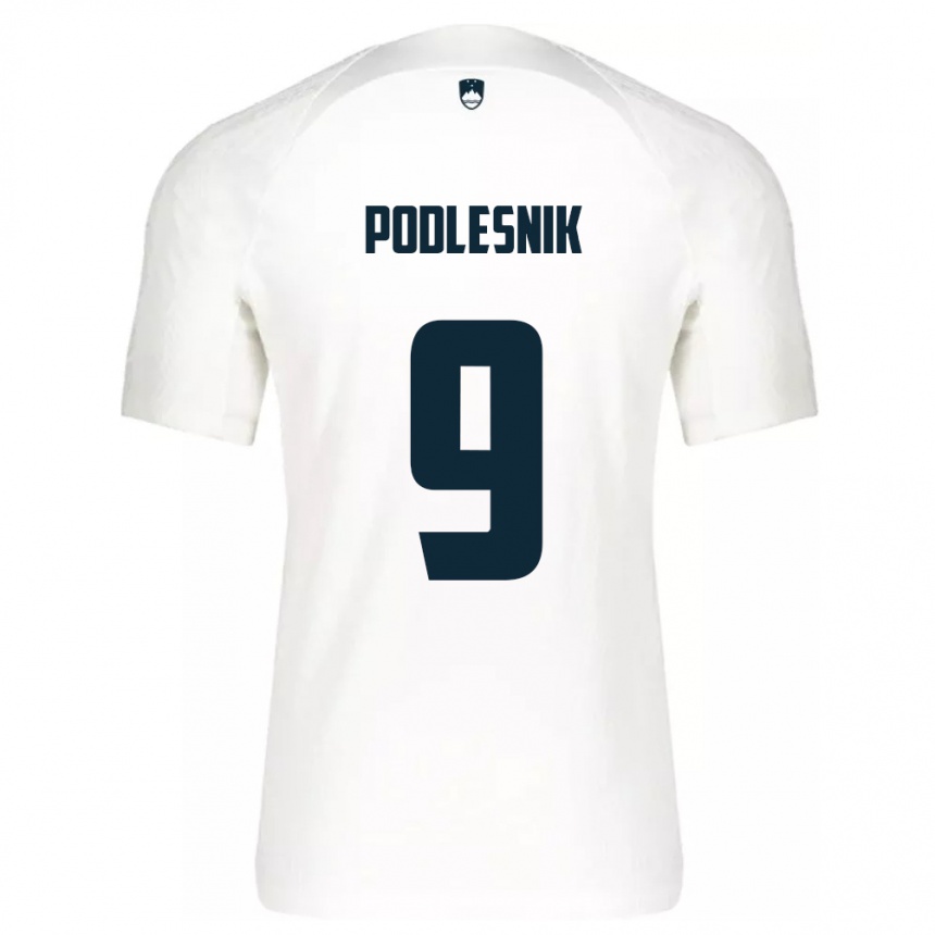 Kids Football Slovenia Nik Podlesnik #9 White Home Jersey 24-26 T-Shirt Canada