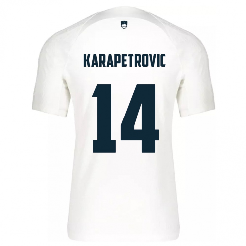 Kids Football Slovenia Luka Karapetrovic #14 White Home Jersey 24-26 T-Shirt Canada