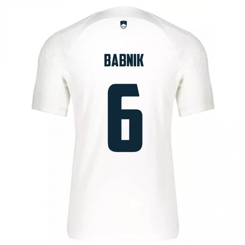 Kids Football Slovenia Nika Babnik #6 White Home Jersey 24-26 T-Shirt Canada