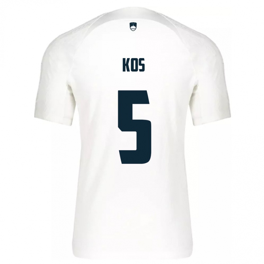 Kids Football Slovenia Evelina Kos #5 White Home Jersey 24-26 T-Shirt Canada