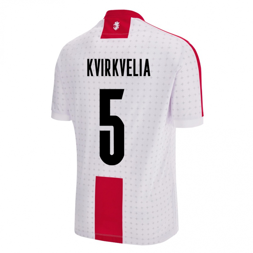 Kids Football Georgia Solomon Kvirkvelia #5 White Home Jersey 24-26 T-Shirt Canada