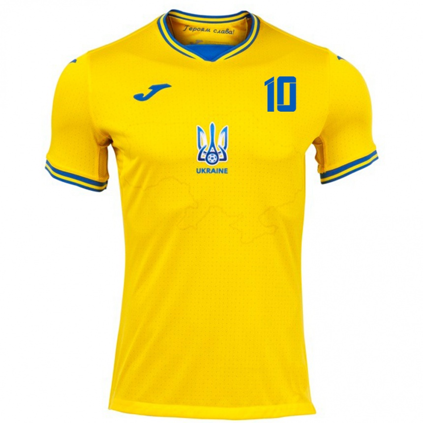 Kids Football Ukraine Nazar Voloshyn #10 Yellow Home Jersey 24-26 T-Shirt Canada