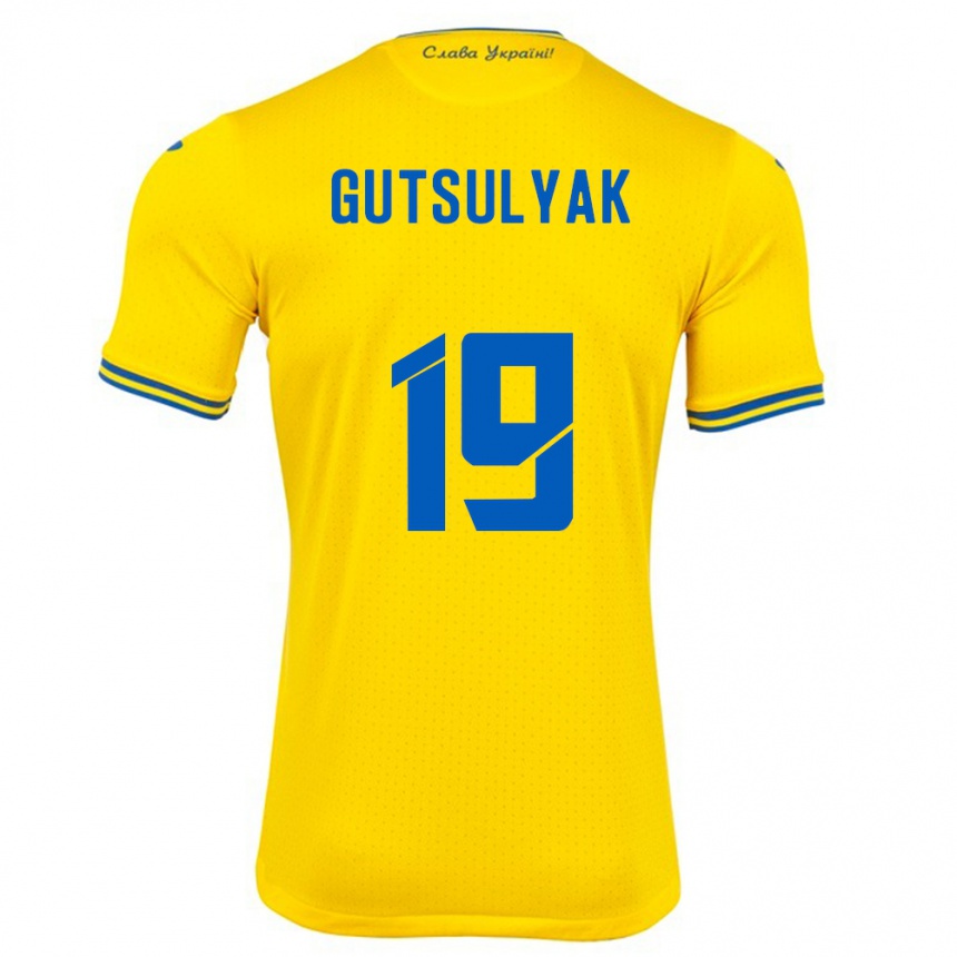 Kids Football Ukraine Oleksiy Gutsulyak #19 Yellow Home Jersey 24-26 T-Shirt Canada