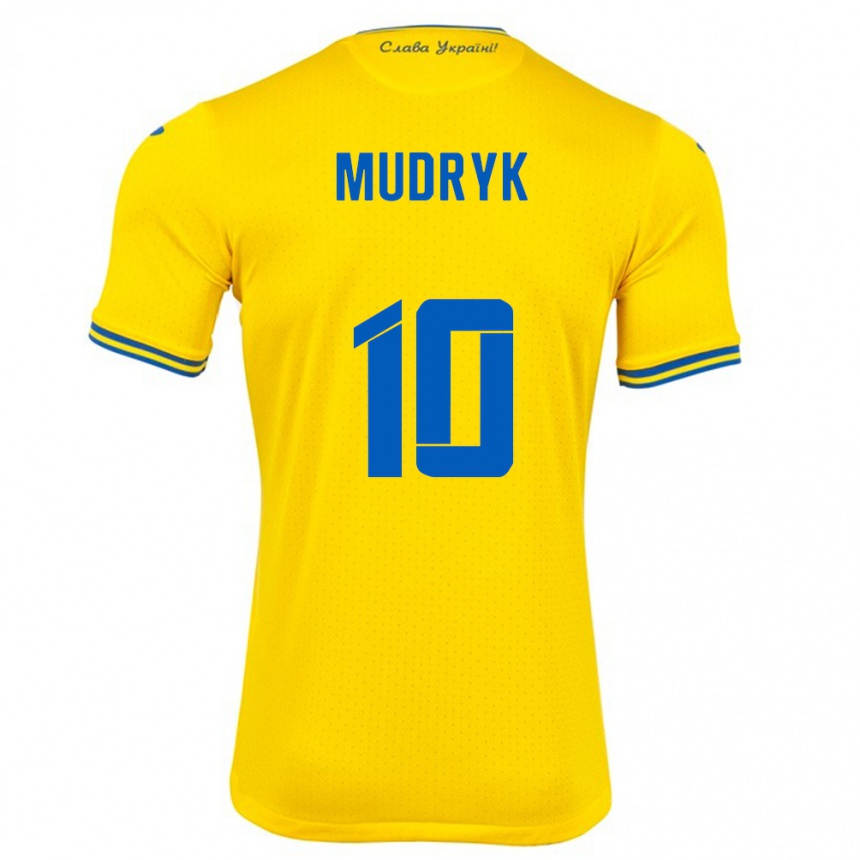 Kids Football Ukraine Mykhaylo Mudryk #10 Yellow Home Jersey 24-26 T-Shirt Canada