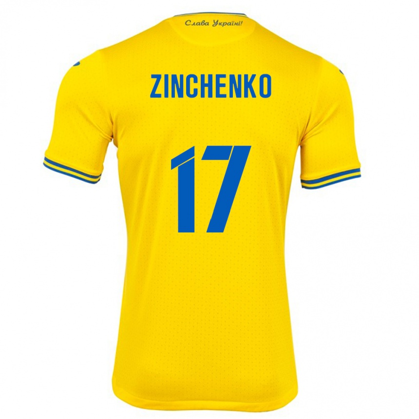 Kids Football Ukraine Oleksandr Zinchenko #17 Yellow Home Jersey 24-26 T-Shirt Canada