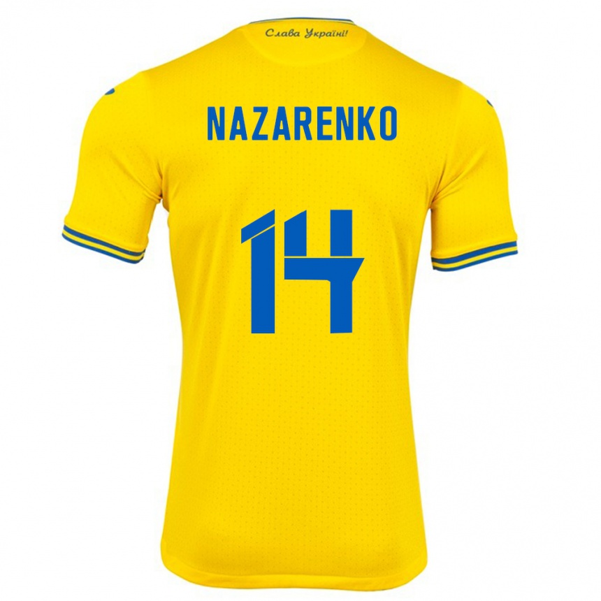 Kids Football Ukraine Oleksandr Nazarenko #14 Yellow Home Jersey 24-26 T-Shirt Canada