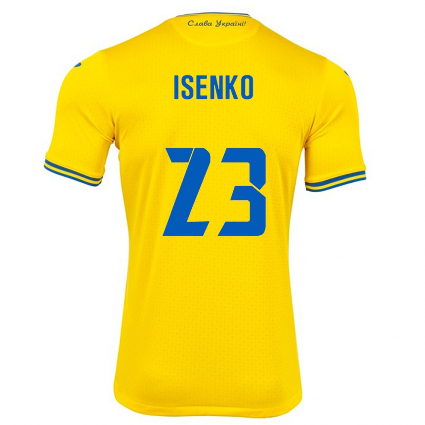 Kids Football Ukraine Pavlo Isenko #23 Yellow Home Jersey 24-26 T-Shirt Canada