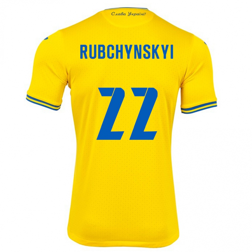 Kids Football Ukraine Valentyn Rubchynskyi #22 Yellow Home Jersey 24-26 T-Shirt Canada