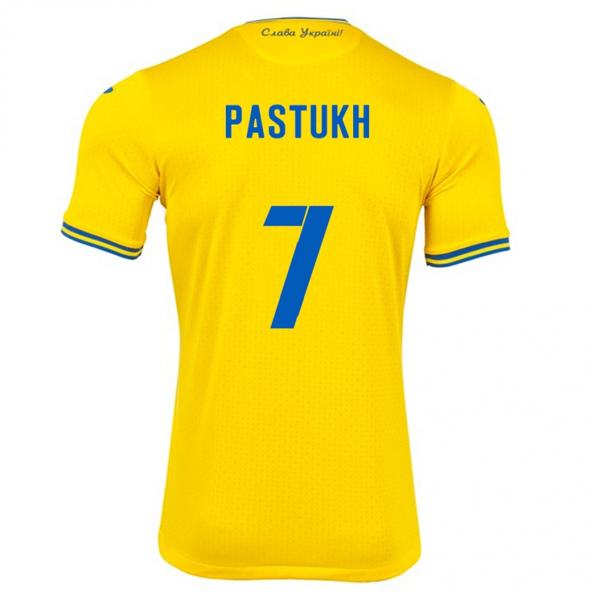 Kids Football Ukraine Yevgeniy Pastukh #7 Yellow Home Jersey 24-26 T-Shirt Canada