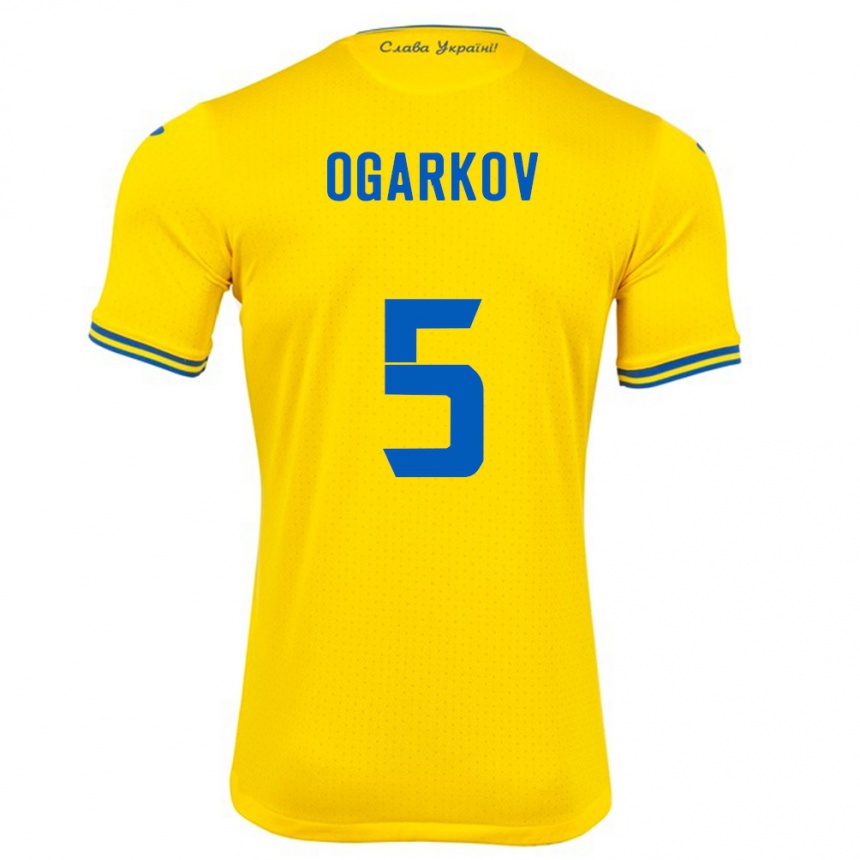 Kids Football Ukraine Mykola Ogarkov #5 Yellow Home Jersey 24-26 T-Shirt Canada