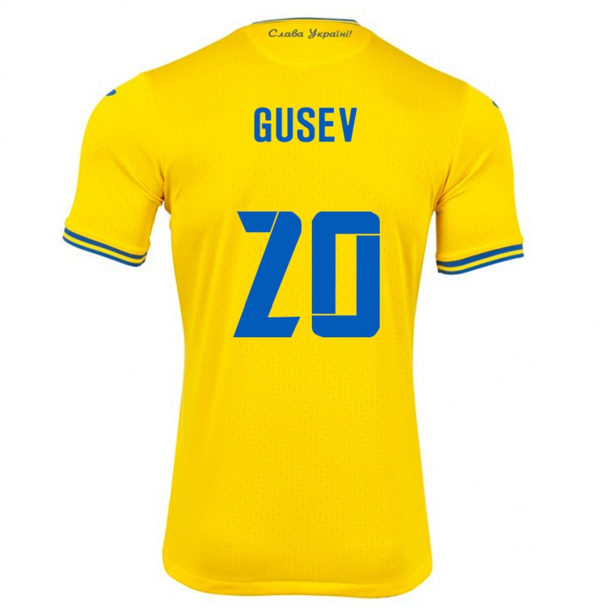 Kids Football Ukraine Oleksiy Gusev #20 Yellow Home Jersey 24-26 T-Shirt Canada