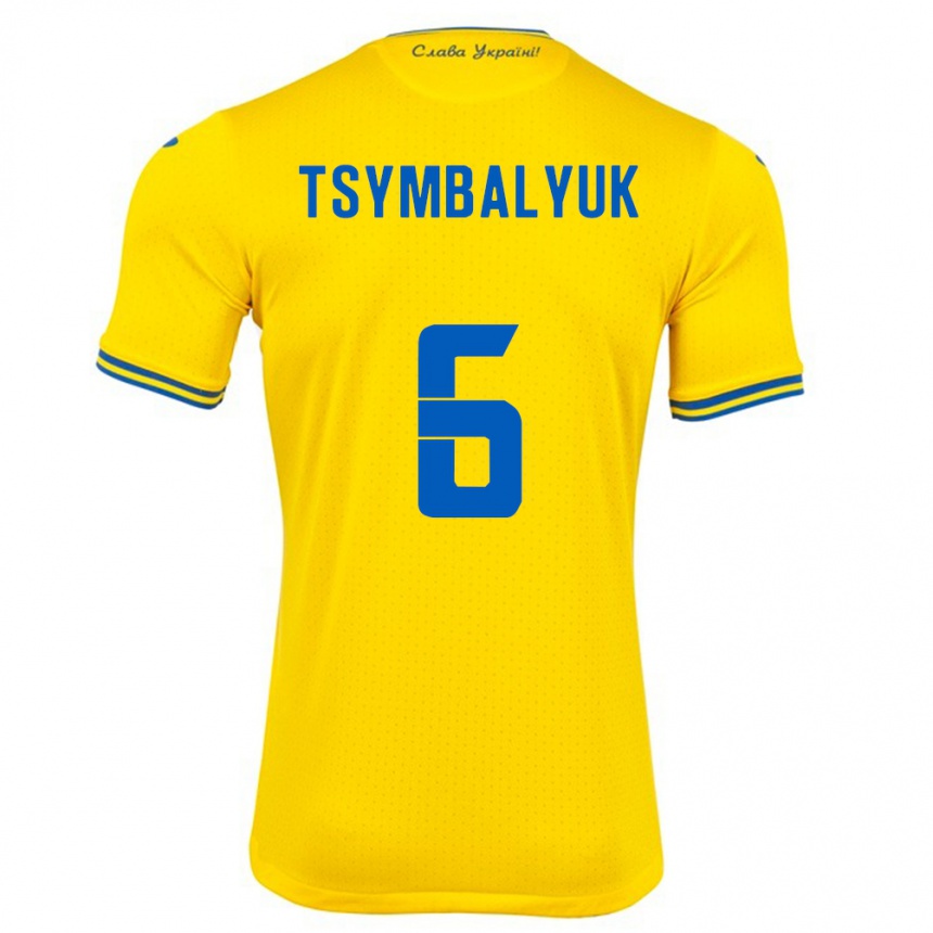 Kids Football Ukraine Maksym Tsymbalyuk #6 Yellow Home Jersey 24-26 T-Shirt Canada