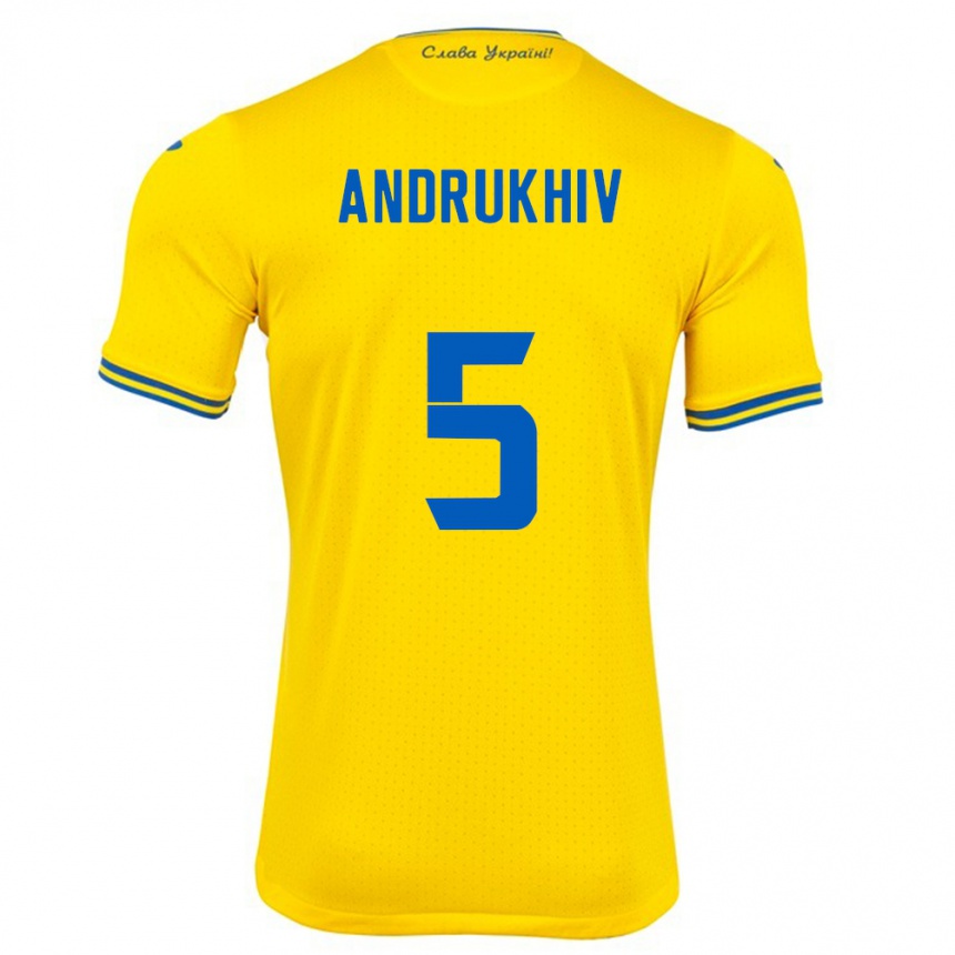 Kids Football Ukraine Veronika Andrukhiv #5 Yellow Home Jersey 24-26 T-Shirt Canada