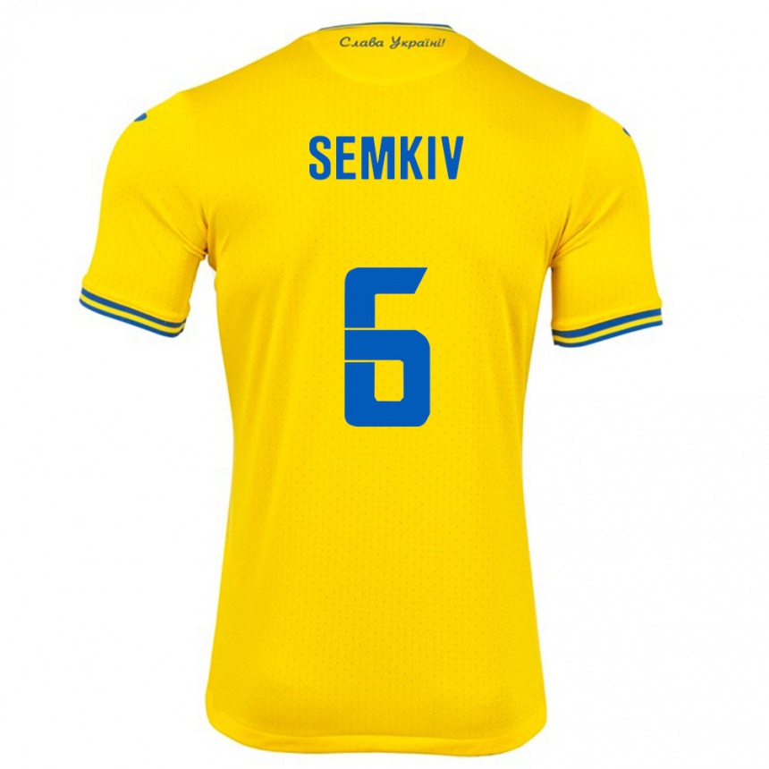 Kids Football Ukraine Dayana Semkiv #6 Yellow Home Jersey 24-26 T-Shirt Canada