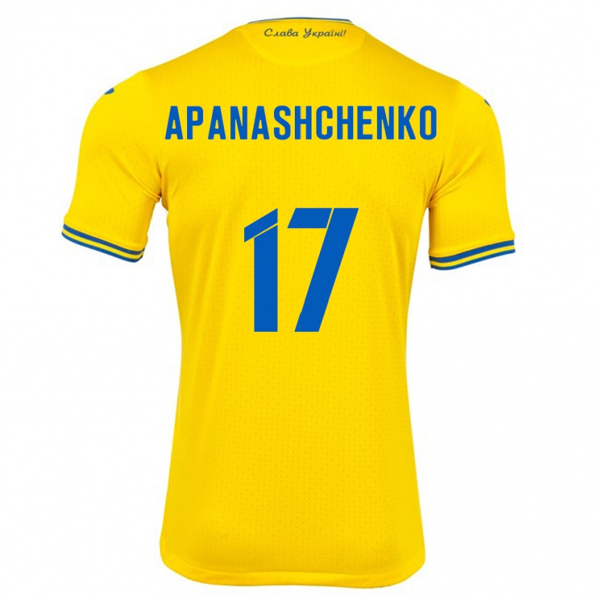 Kids Football Ukraine Daryna Apanashchenko #17 Yellow Home Jersey 24-26 T-Shirt Canada