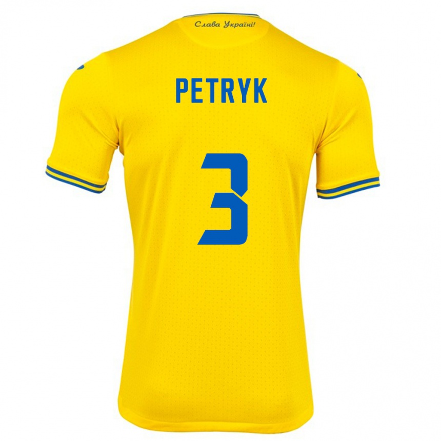 Kids Football Ukraine Anna Petryk #3 Yellow Home Jersey 24-26 T-Shirt Canada