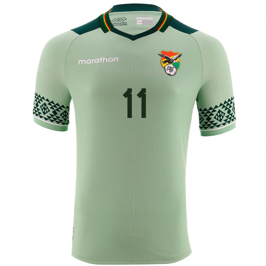 Kids Football Bolivia Carmelo Algarañaz #11 Light Green Home Jersey 24-26 T-Shirt Canada