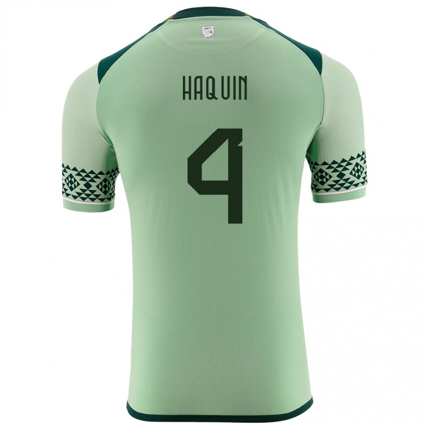 Kids Football Bolivia Luis Haquín #4 Light Green Home Jersey 24-26 T-Shirt Canada