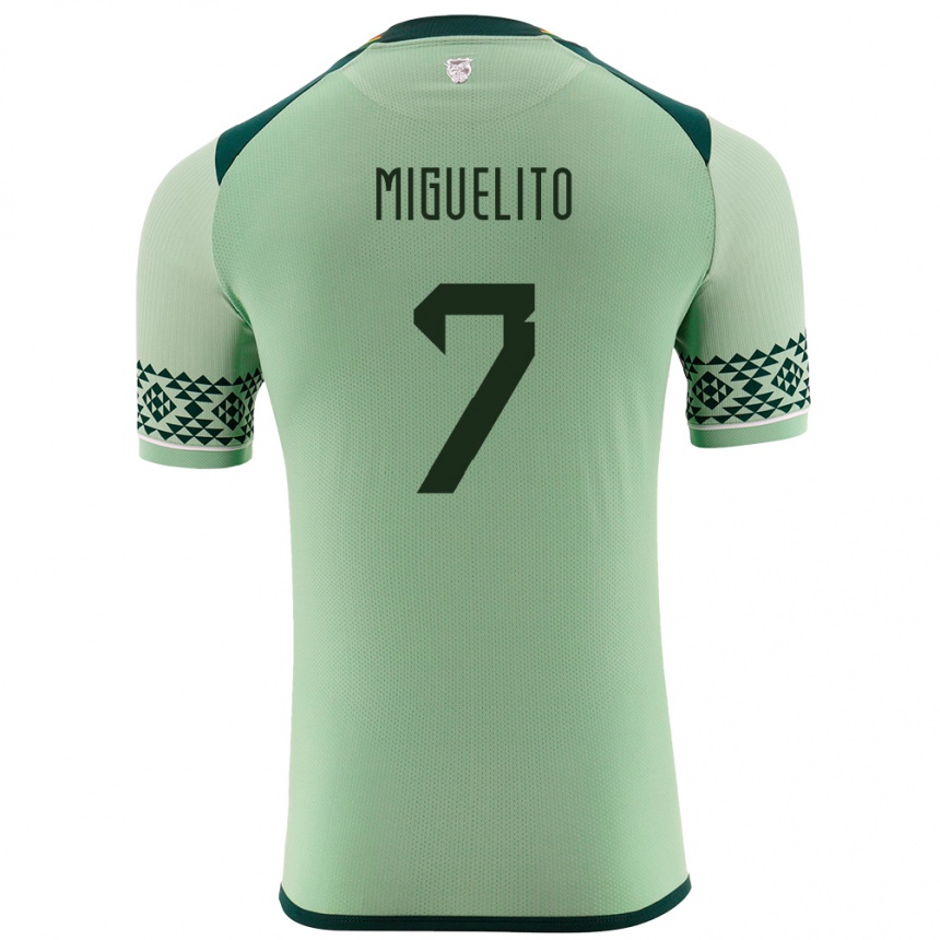 Kids Football Bolivia Miguelito #7 Light Green Home Jersey 24-26 T-Shirt Canada