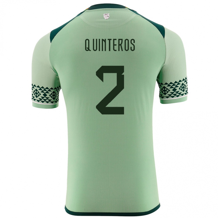 Kids Football Bolivia Jairo Quinteros #2 Light Green Home Jersey 24-26 T-Shirt Canada