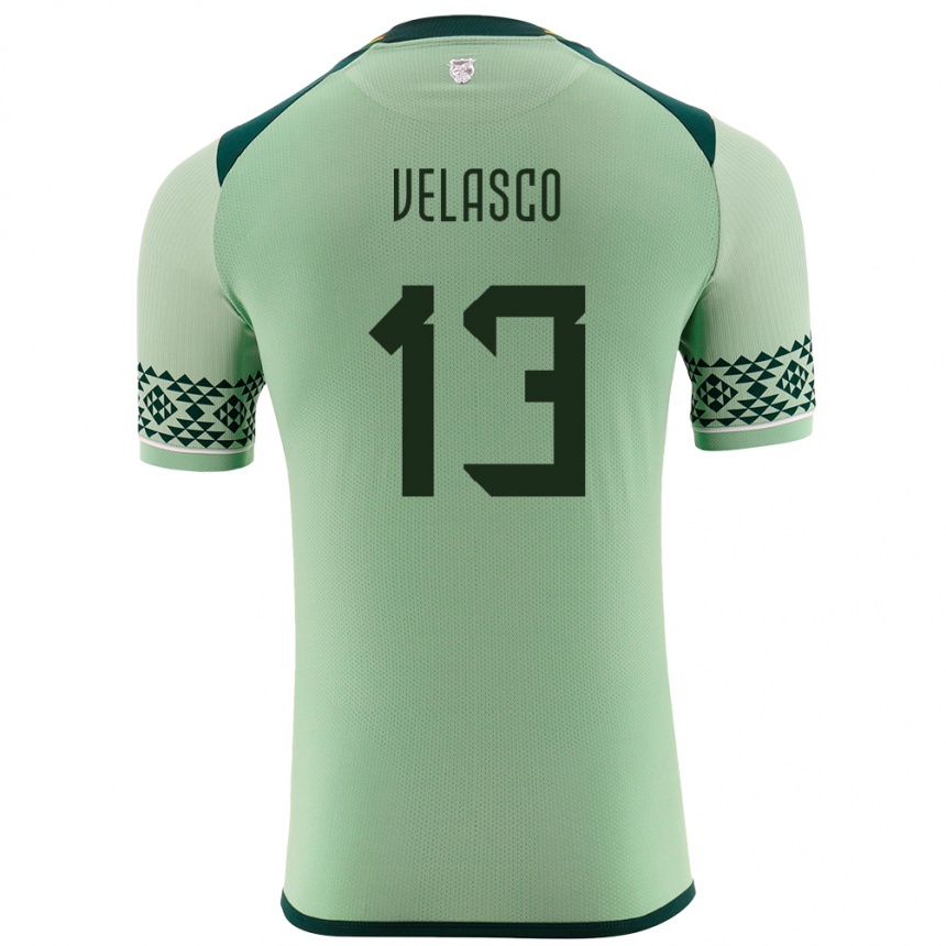 Kids Football Bolivia Jhon Velasco #13 Light Green Home Jersey 24-26 T-Shirt Canada