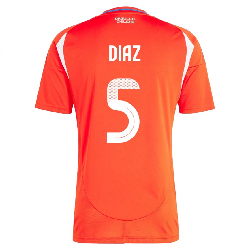 Kids Football Chile Paulo Díaz #5 Red Home Jersey 24-26 T-Shirt Canada